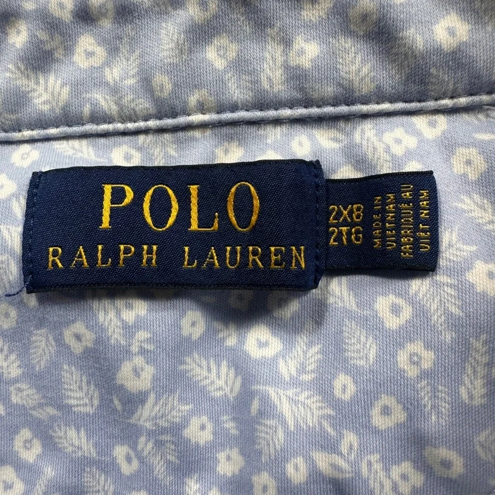 Polo Ralph Lauren Polo Shirt Mens 2XB Blue Floral Short Sleeve Cotton Pony Logo